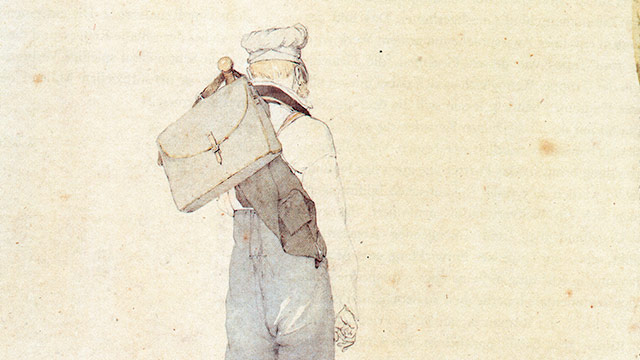 Georg Friedrich Kersting: C. D. Friedrich auf der Wanderung ins Riesengebirge, 1810, Bleistiftzeichnung (Ausschnitt) C.D. Friedrich auf Wanderung